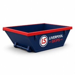 Navy and red Liverpool Skips 2 Ton Mini Skip